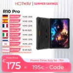HOTWAV R10 Pro Rugged Tablet Android 14 10.1” HD+ 13MP Camera Pad 10800mAh Battery 8GB 256GB 8-core OTG Charging Tablet PC