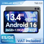 Teclast T65 Android 16 Tablet 13.4″ 120Hz Display T7280 8-Core 26GB RAM(6GB+20GB Expansion) 128GB ROM 4G LTE GPS 8000mAh Type-C