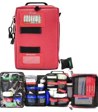 255 pcs First Aid Kit 4 Section Portable Trauma Bag Emergency Medical Rescue Home Outdoor Car Travel School Work Hike Survival 1