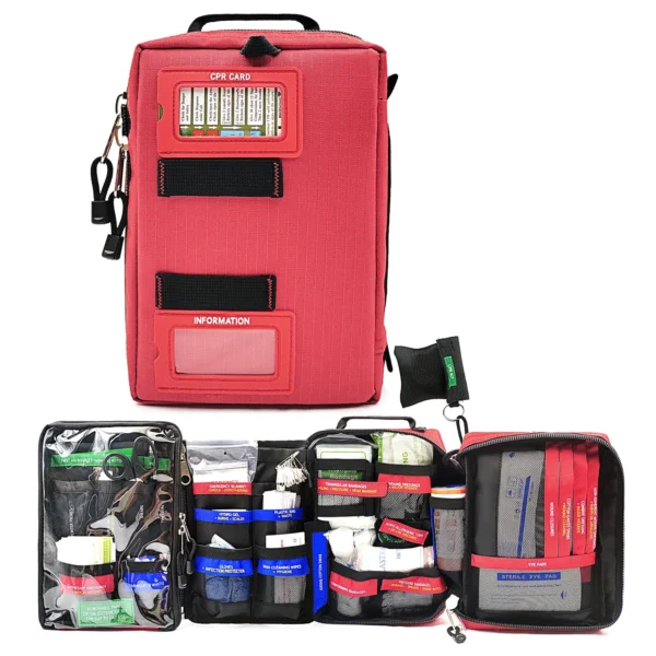 255 pcs First Aid Kit 4 Section Portable Trauma Bag Emergency Medical Rescue Home Outdoor Car Travel School Work Hike Survival