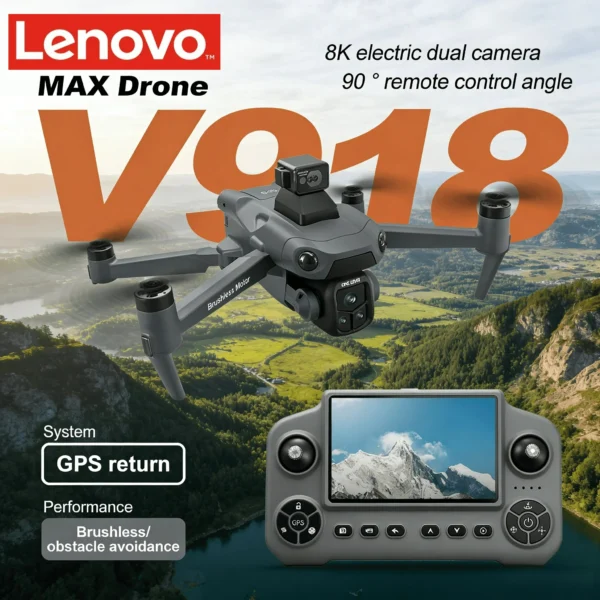 Lenovo V918 MAX GPS Dron Brushless Motor HD Camera RC Screen Smart Obstacle Avoidance Quadcopter Intelligent Flying Toy New