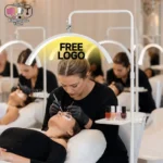 Hidden Cable Custom LOGO Professional Lash Lamp Half Moon LED Light for Eyelash Extension Artist Beauty Salon Studio Floor Stand