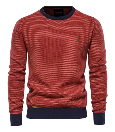 AIOPESON Cotton Spliced Pullovers Sweater Men Casual Warm O-neck Quality Mens Knitted Sweater Winter Fashion Sweaters for Men 1