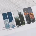 JIANQI 2pcs/pack Magnetic bookmark beautiful scenery clouds simple literary pattern bookmark Reading tool School office supplies