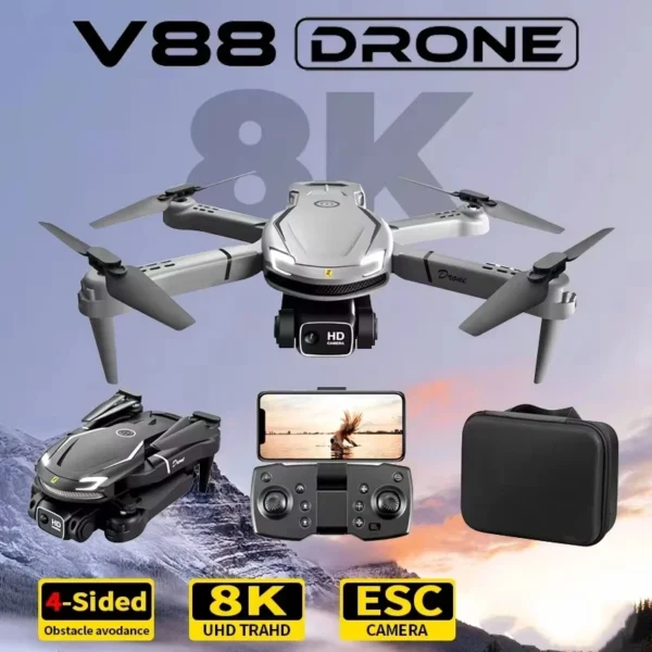 Hot Gift Toy 2025 V88Pro RC Professional Drone 4K 1080P Wide Angle HD 360 Obstacle Avoidance Camera Foldable Helicopter WIFI FPV