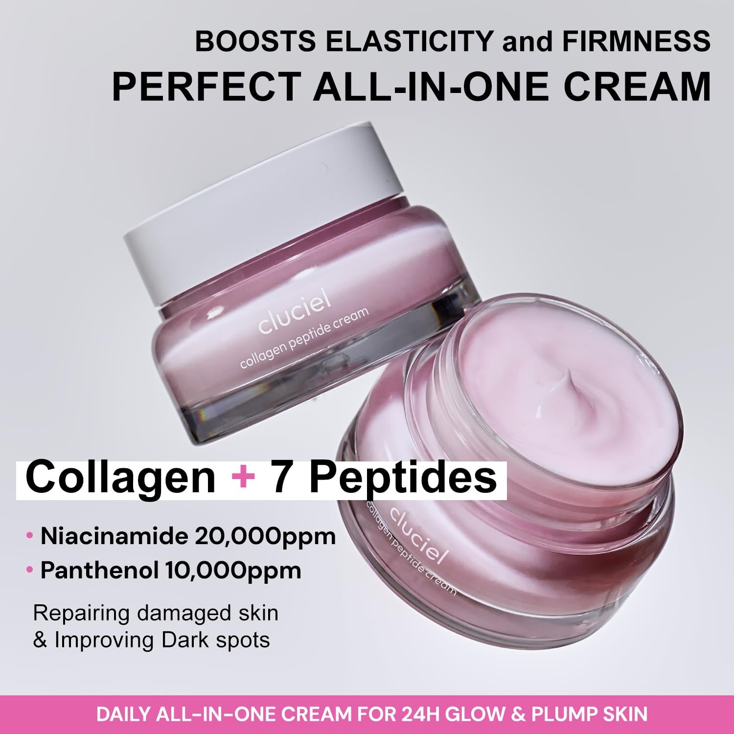Collagen Peptide Cream, Daily All-in-one Moisturizer for Glass Skin, Dark Spot, Pore Care, 24h Glow & Clear Skin, Korean Vegan Skincare for All Skin Types, 1.69 fl.oz - Image 2