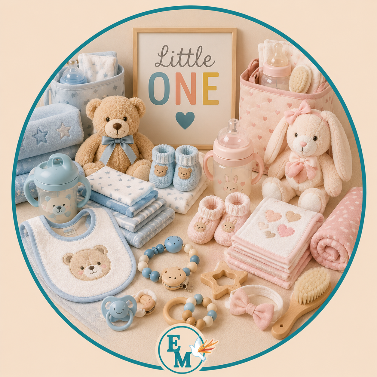 Baby accessories including diaper bag, baby bottles, bibs, diapers, wipes, pacifiers, teething toys, baby socks, blankets and nursery essentials – Baby Accessories category at E-Mondial Marché.