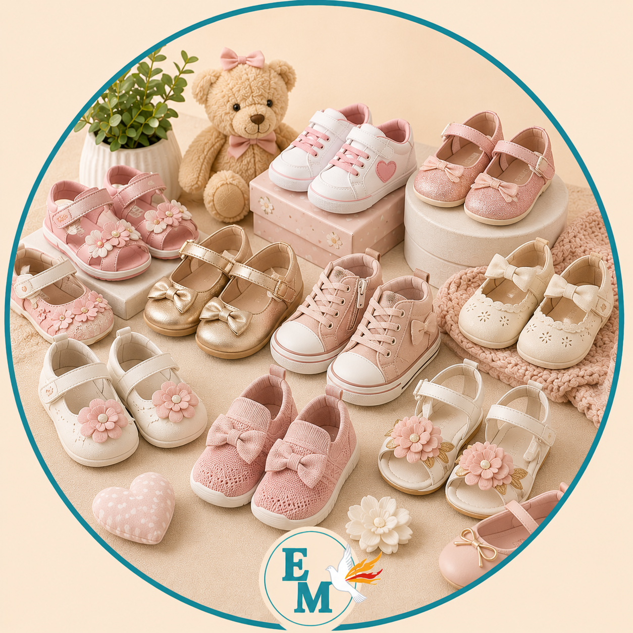 Baby girl shoes including sneakers, sandals, Mary Jane shoes, soft sole shoes, first walking shoes, ballet flats and comfortable footwear for infants and toddlers – Baby Girl Shoes category at E-Mondial Marché.