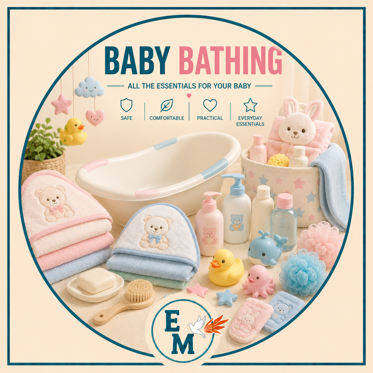 Baby bathing essentials including baby bathtubs, shampoos, body wash, lotions, towels, washcloths, bath brushes, sponges and bath accessories – Baby Bathing category – E-Mondial Marché