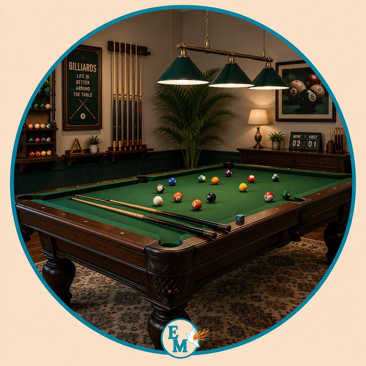 Billiard equipment including pool tables, billiard cues, cue racks, billiard balls, table accessories, scoreboards, and professional billiards essentials – Billiard category at E-Mondial Marché.