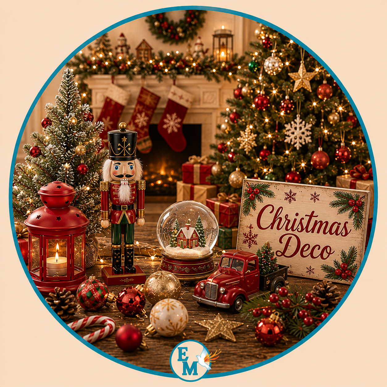 Christmas decorations including Christmas trees, wreaths, ornaments, baubles, festive lanterns, gift boxes, nutcrackers, snow globes, garlands, ribbons, holiday décor, and seasonal home decorations – Christmas Decoration category at E-Mondial Marché.