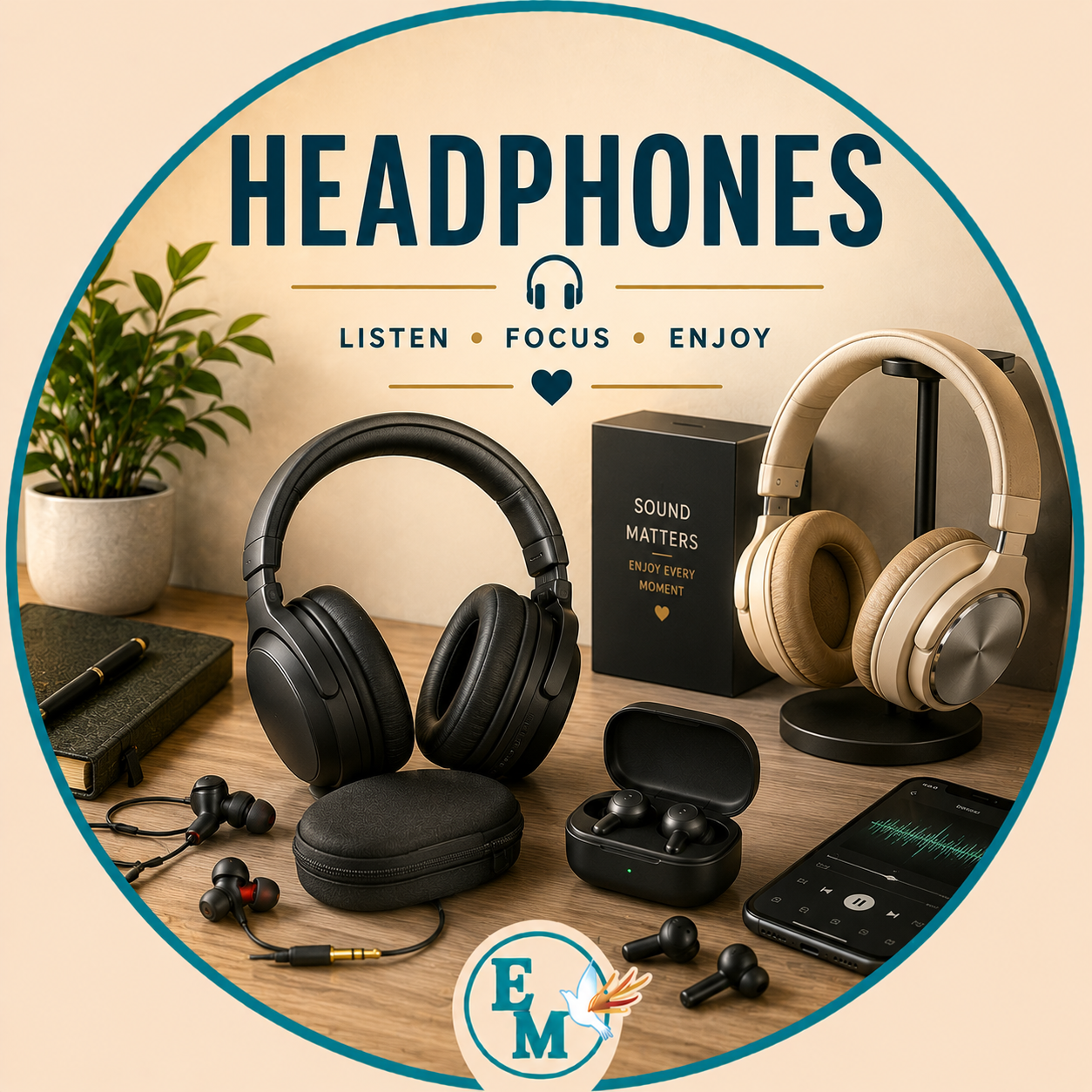Headphones including wireless headphones, Bluetooth headphones, noise-cancelling headphones, gaming headsets, studio headphones and wired audio accessories – Headphones category at E-Mondial Marché.