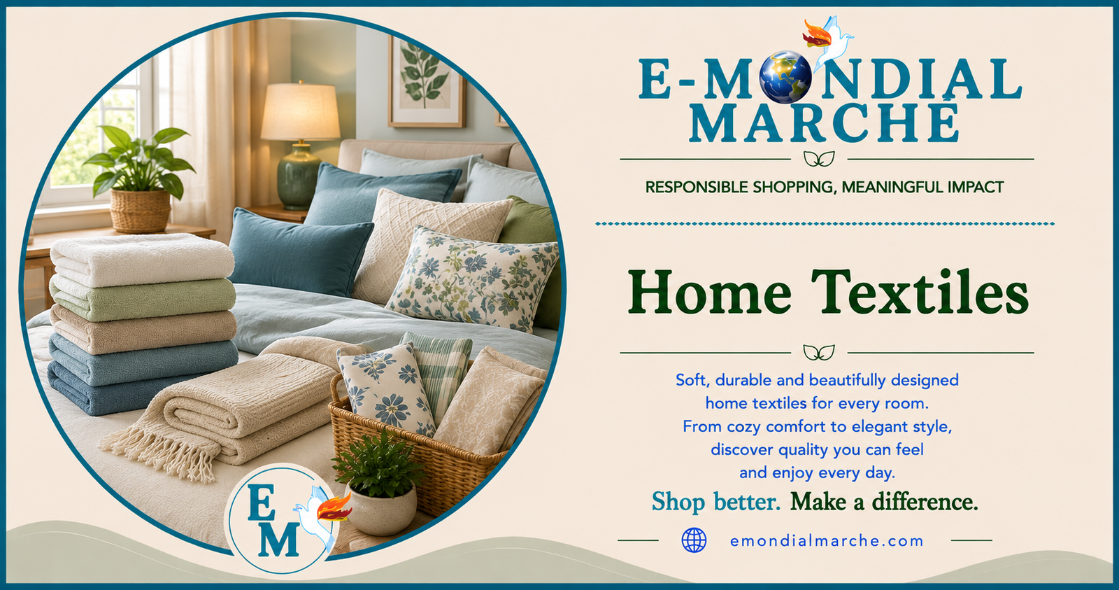 Home Textiles Portal on E-Mondial Marché featuring trusted marketplaces, buying guides, FAQs and related categories.