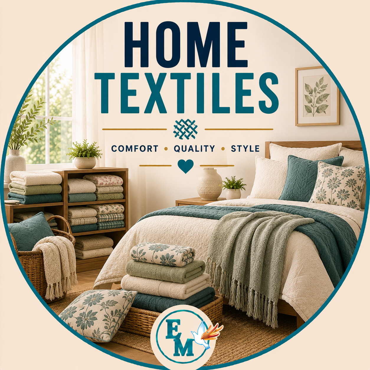 Home textiles including curtains, rugs, cushions, blankets, throws, table linens, towels and decorative fabrics for comfortable and elegant interiors – Home Textiles category at E-Mondial Marché.