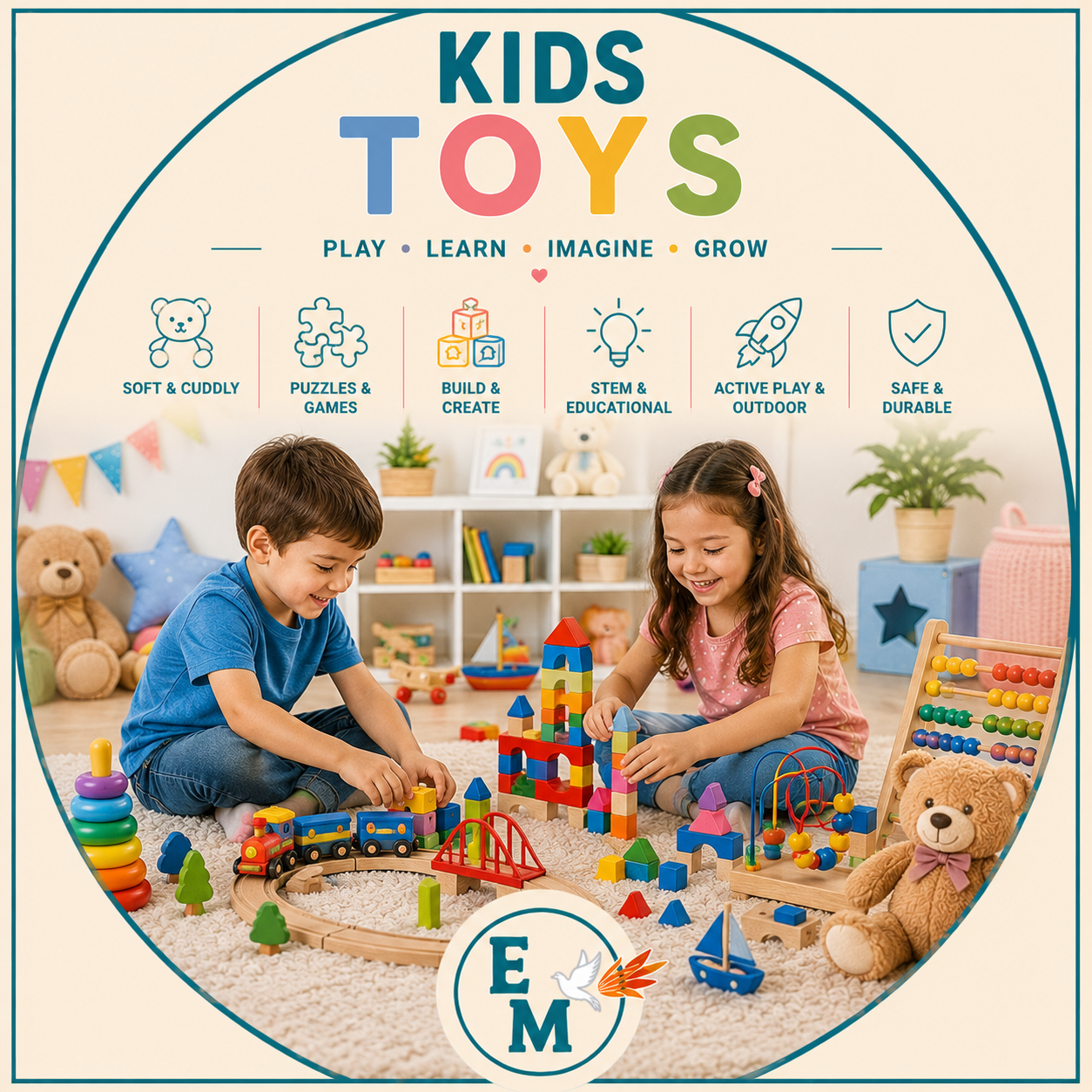 Kids toys including educational toys, dolls, action figures, building blocks, puzzles, games, plush toys and creative play essentials for children of all ages – Kids Toys category at E-Mondial Marché.