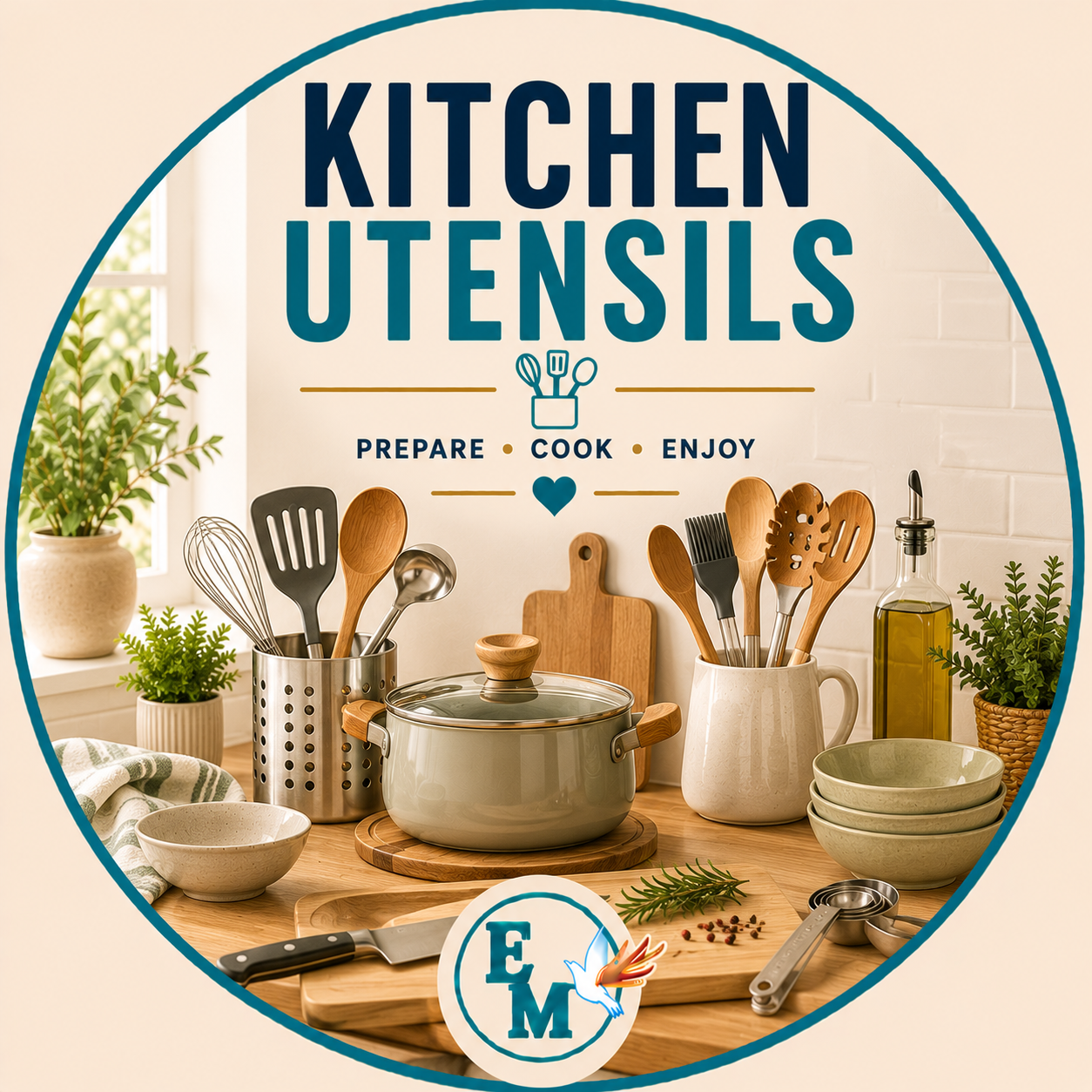Kitchen utensils including cooking tools, cutlery, spatulas, whisks, measuring cups, peelers, serving utensils and essential kitchen accessories for everyday cooking – Kitchen Utensils category at E-Mondial Marché.