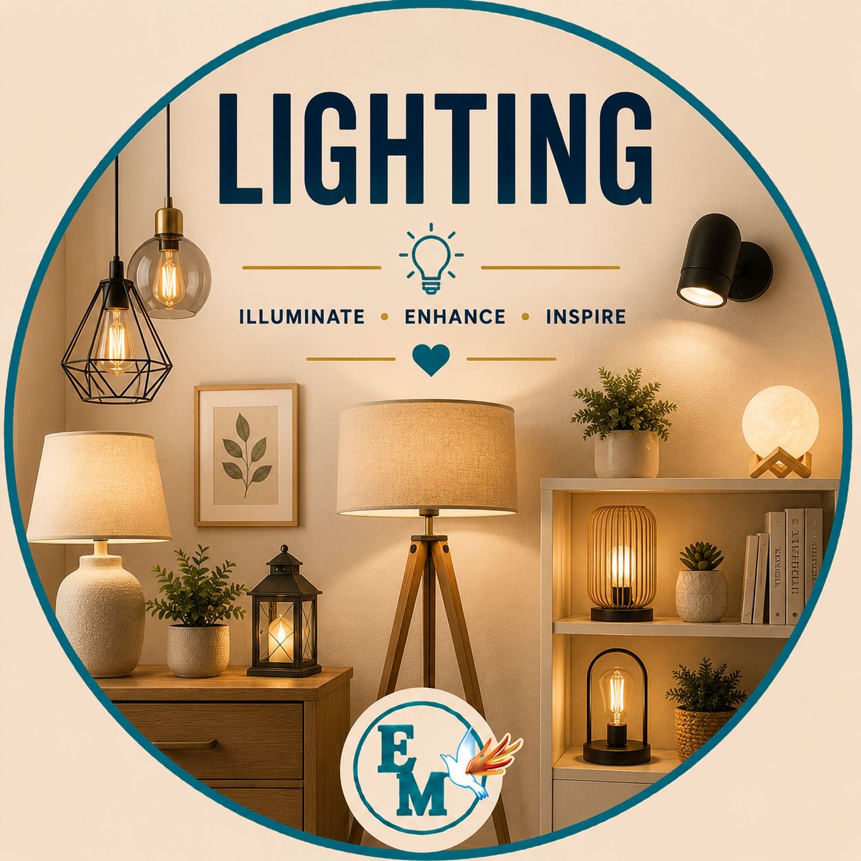 Lighting solutions including ceiling lights, chandeliers, pendant lights, wall lamps, table lamps, floor lamps, outdoor lighting and smart lighting for every space – Lighting category at E-Mondial Marché.