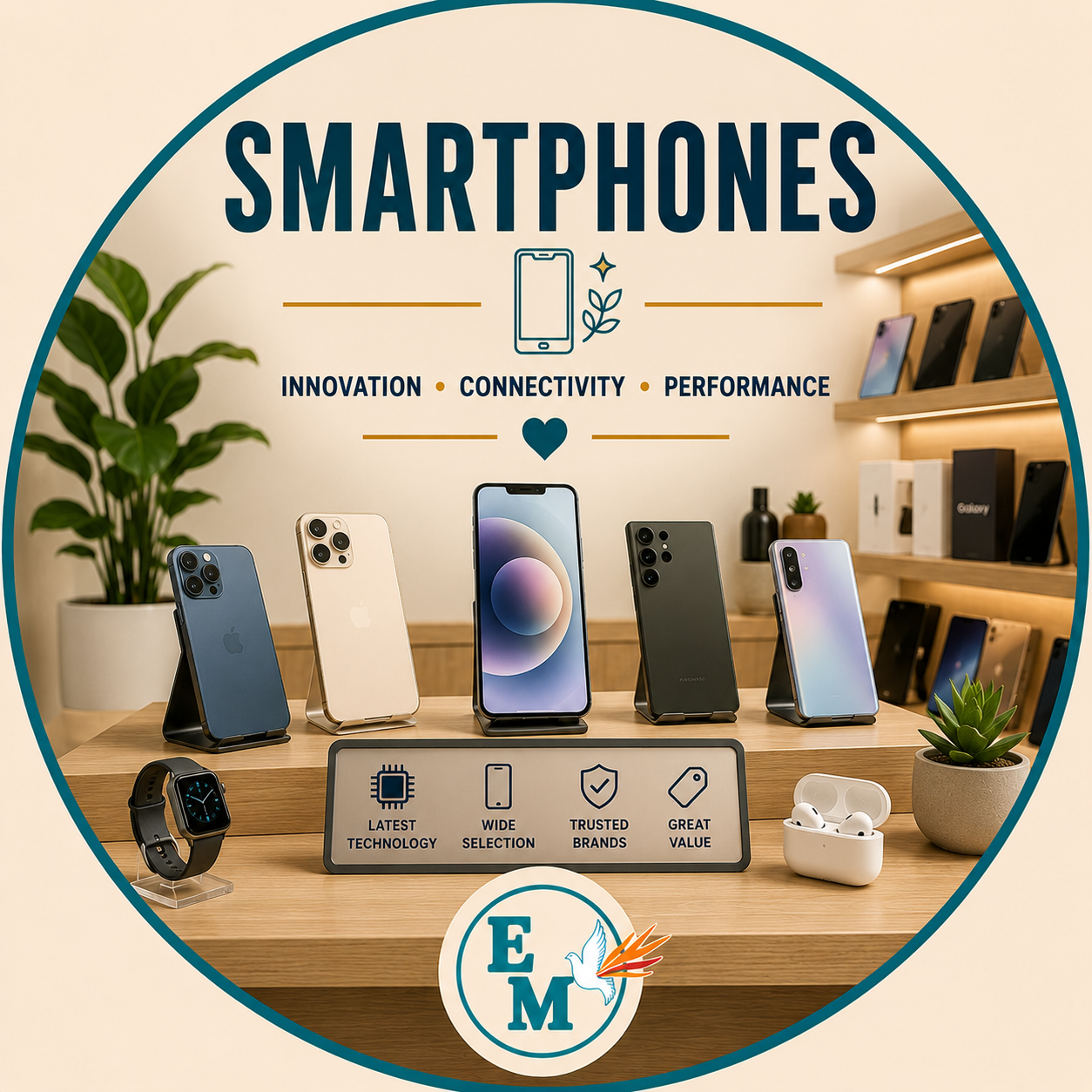 Smartphones including Android phones, iPhones, foldable smartphones, 5G devices, unlocked mobile phones and mobile accessories for communication and entertainment – Smartphones category at E-Mondial Marché.