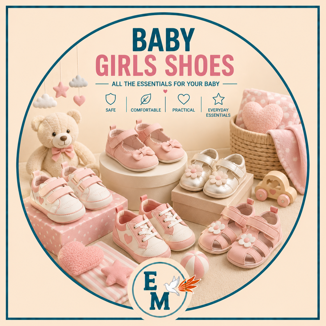 Baby Girls shoes including Mary Jane shoes, sandals, sneakers, crib shoes, dress shoes and everyday footwear for little girls – Baby Girl Shoes category – E-Mondial Marché