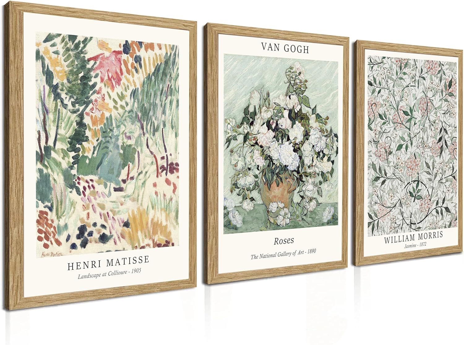 Induslyfe Framed Sage Green Vintage Wall Art Canvas Decor Set of 3, Matisse Wall Art Prints Posters Mid Century Modern Art, Van Gogh Floral Botanical wall art, bathroom, bedroom, living room 12x16 - Image 2
