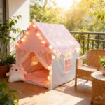 Large Pink Princess Party Castle Portable Kids Tent Foldable Tipi Baby Play House Children’s Room Decor for Girls Indoor Play