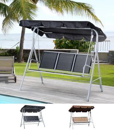 Outsunny Swing Swing garden 3 seater awning adjustable backrest breathable Metal frame load 240 kg 171x108x154 cm