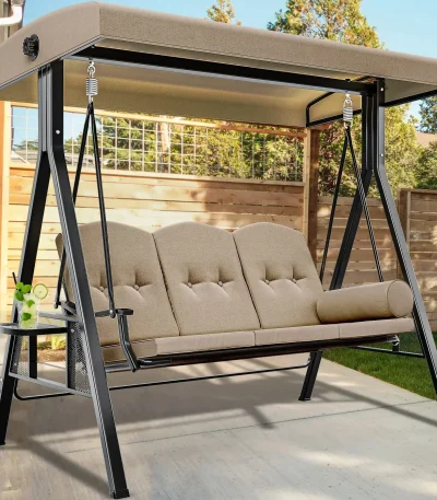 3 Seat Adult Furniture Outdoor Swing Convertible Canopy Garden Swing Chair Patio Swings