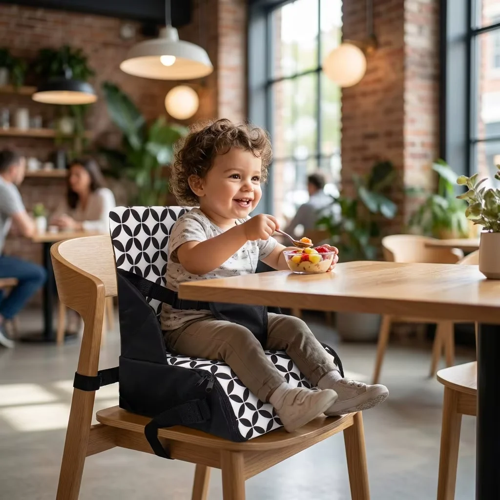 Universal Portable Baby Booster Seat for Dining Room & Travel – Foldable Space-Saving Chair with Washable Straps & Safety Buckle Universal Portable Baby Booster Seat for Dining Room & Travel – Foldable Space-Saving Chair with Washable Straps & Safety Buckle