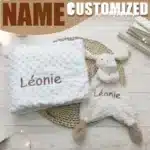 Personalized Newborn Baby Blanket with Name Custom Stroller Sleeping Dolls Rabbit Comforter Gift Set for Infants