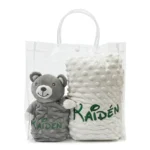 Custom Embroidered Name Minky Dot Blanket & Security Lovey Set with Gift Bag Personalized Baptism Gift Unique Baby Keepsake 0-3Y