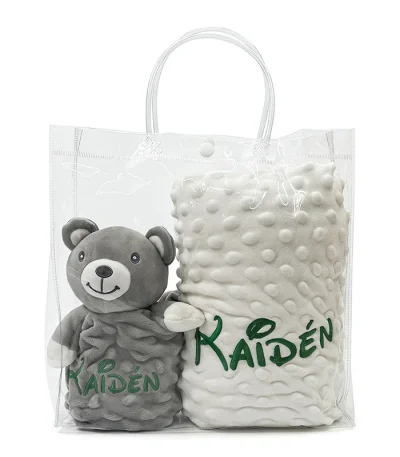 Custom Embroidered Name Minky Dot Blanket & Security Lovey Set with Gift Bag Personalized Baptism Gift Unique Baby Keepsake 0-3Y