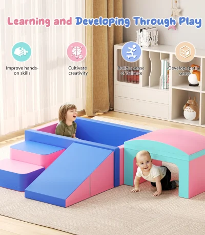 9PCS Children’s Foam Buliding Blocks Set Large Foam Climbing Blocks For Toddlers Indoor Outdoor Playground Soft Play Ball Pit
