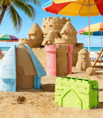 Kids Summer Winter Sand Snow Castle Molds Beach Outdoor Play Toys Set for Sandcastle Snow Fort Building Game Sand Stacking Toys