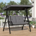 2-Seater Outdoor Swing Chair with Adjustable Canopy – Waterproof 280kg Capacity Porch Swing with Side Table, Removable Cushions – Perfect for Porch, Garden, Balcony Park