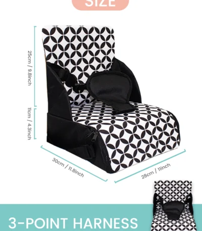 Universal Portable Baby Booster Seat for Dining Room & Travel – Foldable Space-Saving Chair with Washable Straps & Safety Buckle