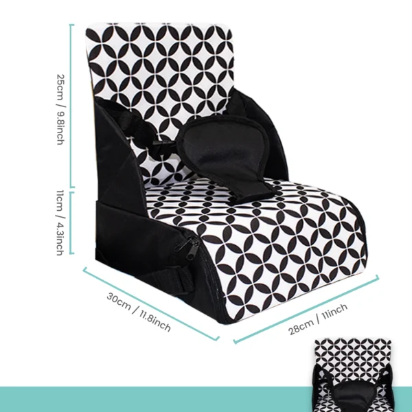 Universal Portable Baby Booster Seat for Dining Room & Travel – Foldable Space-Saving Chair with Washable Straps & Safety Buckle