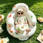 Inflatable Baby Seat Bathroom Sofa Infant Eating Chair Bathing Stool Infant Back Support Armchair Floor Seater Built in Air Pump