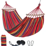 Outdoor Hammock Portable Garden Hammock Sports Home Travel Camping Swing Canvas Stripe Hang Bed Hammock Double Single People
