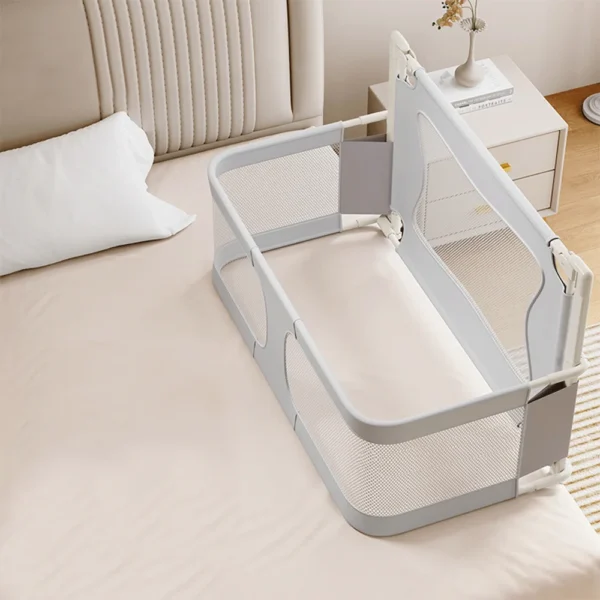 Baby Bedside Crib 120x50cm, Parent Bed Crib, Bed Rail/Fall Protection Alternative for Children’s Bed, Baby Box Spring Bed
