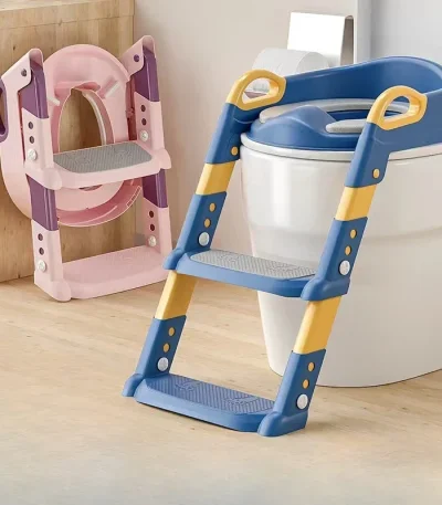 Children’s Toilet Seat Stairway Baby Boys and Girls Toilet Folding Stand Step Stool Children’s Step Toilet Seat Ring