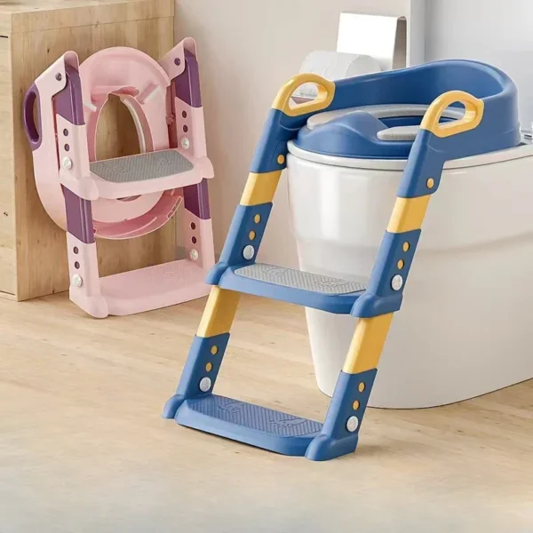 Children’s Toilet Seat Stairway Baby Boys and Girls Toilet Folding Stand Step Stool Children’s Step Toilet Seat Ring