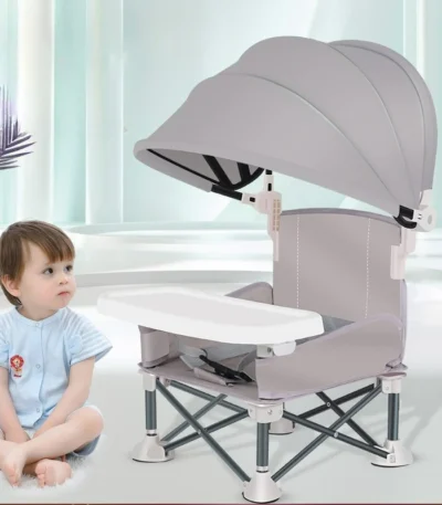 Baby Camping Outing Folding Seat Portable Sunshade High Chair with Tents Baby Dining Table Chair for Baby Camping Equipment 1