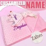 Personalized Soft Plush Baby Blanket with Name Newborn Stroller Sleeping Dolls Custom Towel Cover -appease Soother Gift