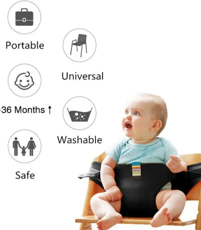 Portable Baby High Chair Safety Seat Harness for Baby Travel Essential Easy High Booster Seat Cover for Infant Eating Feeding