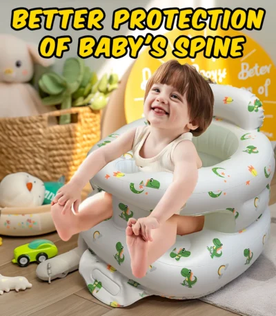 2025 New Inflatable Baby Seat with Full Enclosure, Comfortable PVC Sit Me Up Baby Chair, Built in Air Pump Blow Up Sitting Sofa
