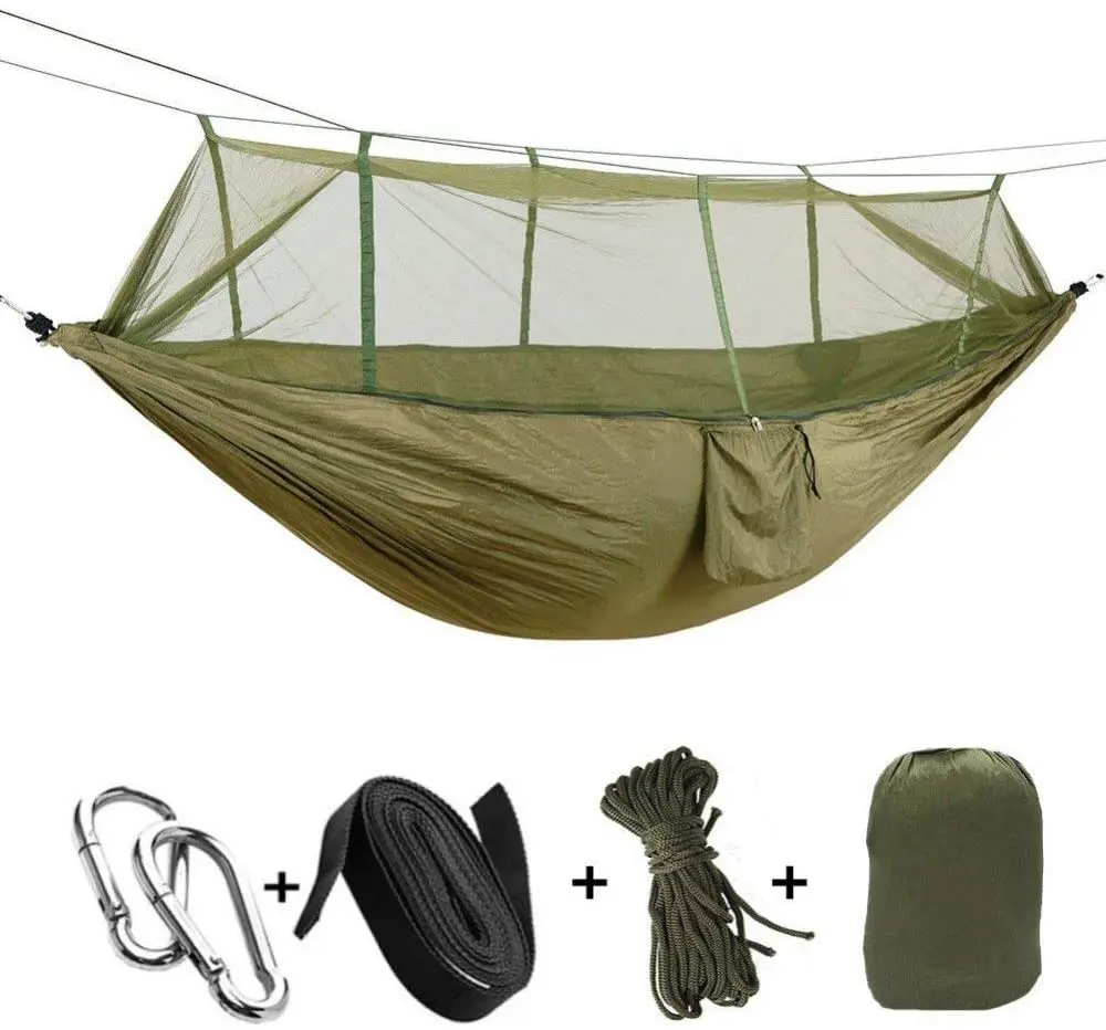 2 Person Camping Garden Hammock With Mosquito Net Outdoor Furniture Bed Strength Parachute Fabric Sleep Swing Portable Hanging 2 Person Camping Garden Hammock With Mosquito Net Outdoor Furniture Bed Strength Parachute Fabric Sleep Swing Portable Hanging