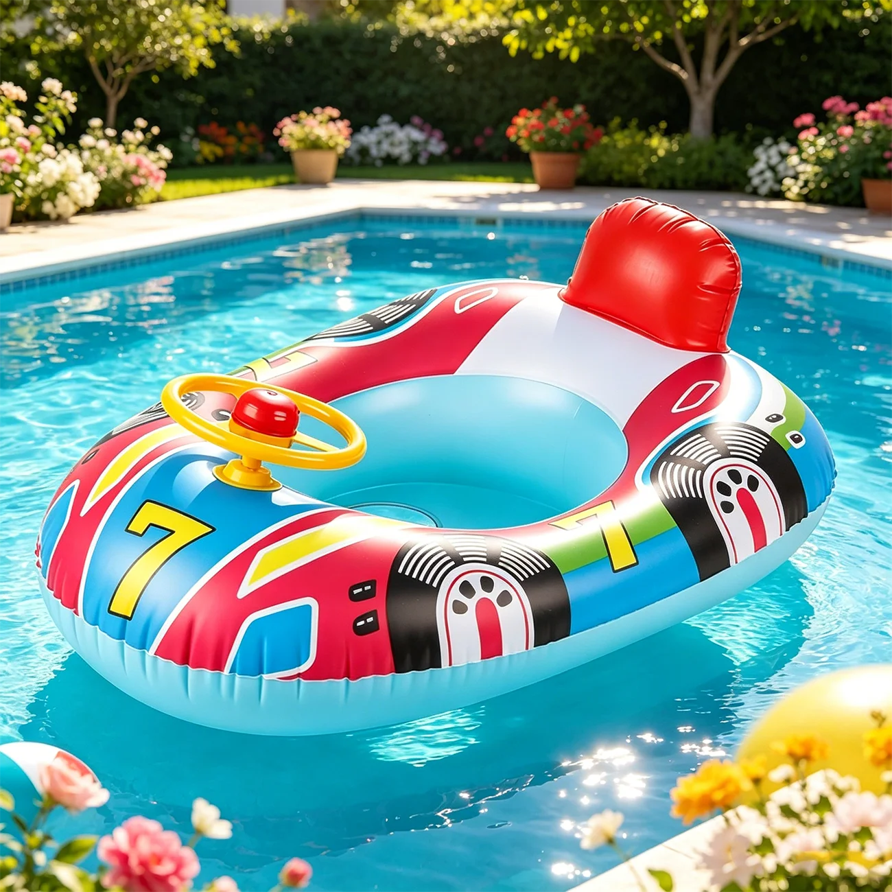1PC Pool Floats, Inflatable Swim Ring, PVC Steering Wheel Float with Interactive Play Feature, Floating Seat Ring 1PC Pool Floats, Inflatable Swim Ring, PVC Steering Wheel Float with Interactive Play Feature, Floating Seat Ring