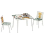 Aiyaplay 3-Piece Children’s Table and Chairs Made of Pine Wood 60X60X44 cm
