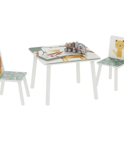 Aiyaplay 3-Piece Children’s Table and Chairs Made of Pine Wood 60X60X44 cm