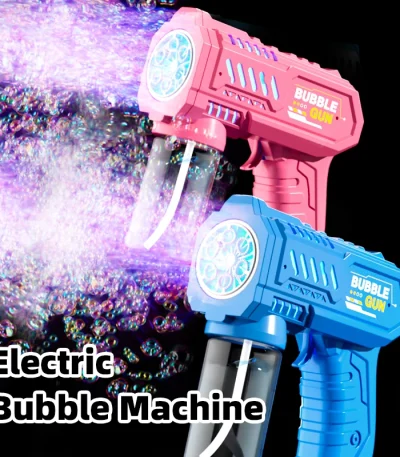 Fully Automatic Bubble Gun Rocket Bubbles Machine Automatic Blower with Bubble Liquid Toy for Kids Beach Outdoor Bubble Gifts